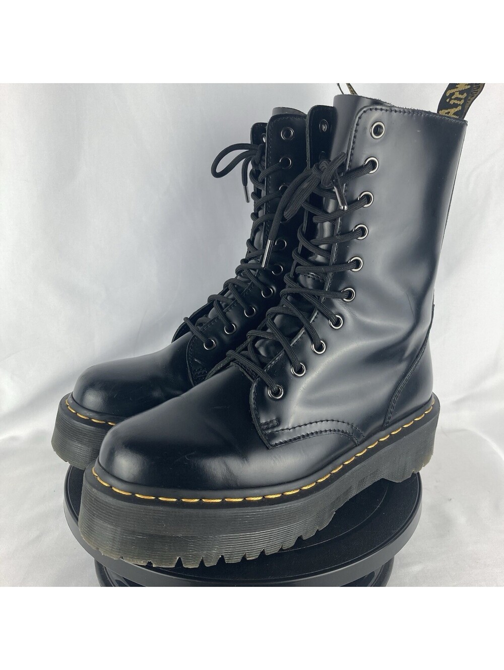 Women’s Size 8 Dr Martens Jadon Hi Platform Boots Black Leather Side Zip Combat